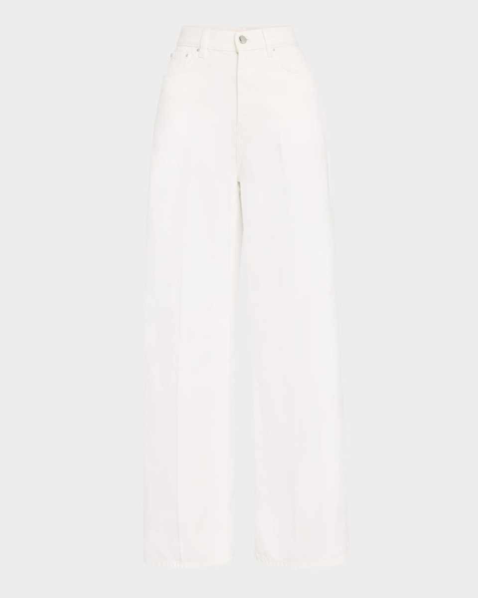 High-Rise Straight-Leg Press-Creased Denim Jeans